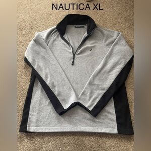 Nautica Men's 1/4 Zip Fleece in Gray and Black Sz XL